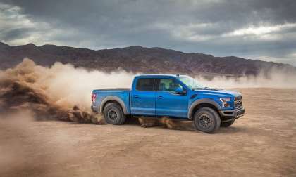Blue 2020 Ford F-150 in the desert, ford truck sales