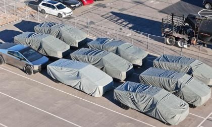 Tesla Cybertruck vehicles ready either for testing or for delivery