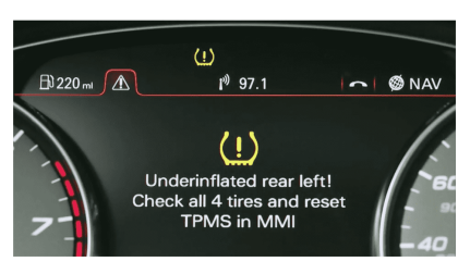 Image of Audi TPMS warning by John Goreham