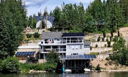 Home in British Columbia with multiple solar power installations. 