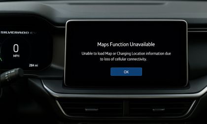 Chevy Silverado EV dashboard display showing loss of cellular signal