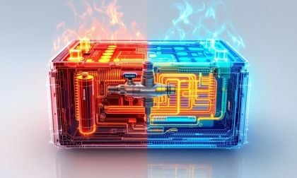 The Dectravalve system (right) prevents the thermal hotspots that plague traditional battery packs (left), allowing for sustained high-speed charging