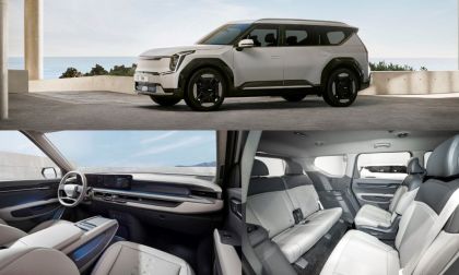 White Kia EV9 interior and exterior