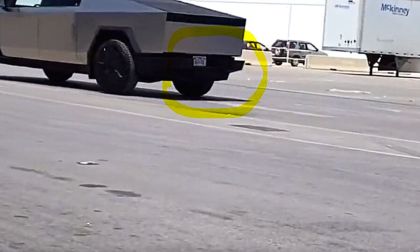 1st Production Cybertruck Exiting Giga Texas With a License Plate