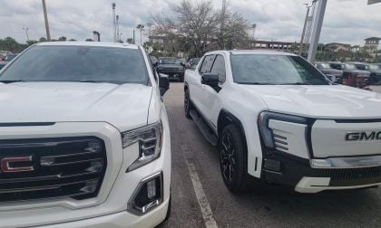White GMC Sierra EV at Dealership