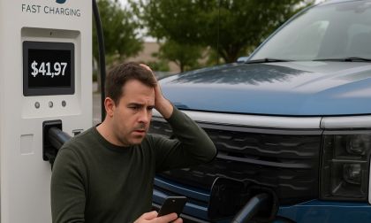 EV owner at a fast charger with a surprising high bill