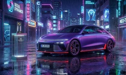 Hyundai IONIQ 6N Parked Under Neon Lights