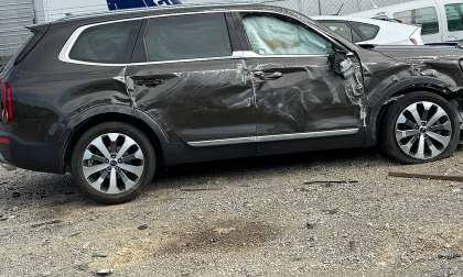 Jenni's 2020 Kia Telluride after the accident from which her son walked out just fine