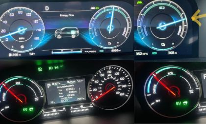 Kia Sorento hybrids’ dashboard displays showing efficiency information