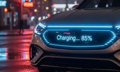 Mercedes GLC EV With Digital Grill showing charging progress
