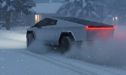 2025 Tesla Cybertruck in deep snow