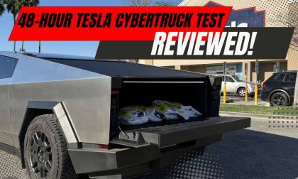 Tesla Cybertruck Exterior with Lowe's in the background