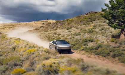 Tesla Cybertruck aerial off road driving