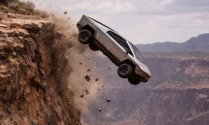 Tesla Cybertruck falling off a cliff