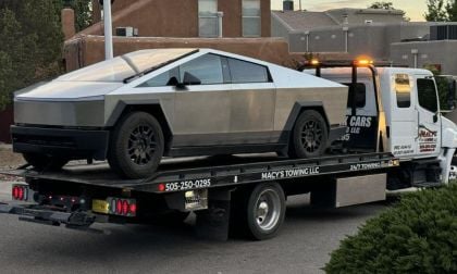 Tesla Cybertruck on a tow truck