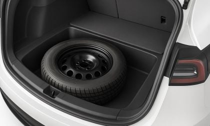 Tesla Model Y with spare tire in lower trunk