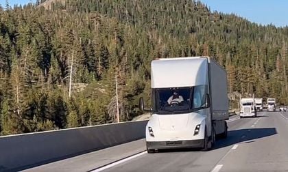 Tesla Passes Two Diesel Semi Trucks on Steep Grades Showing Superior Torque