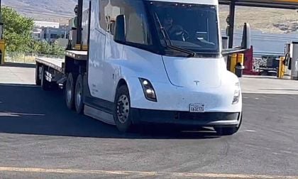 Tesla Semi Driver Walks Around To Ensure His Truck Is Ready for Takeoff