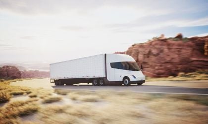 Tesla Semi climbing a desert pass