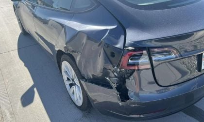 Tesla Model 3 with rear quarter panel damage