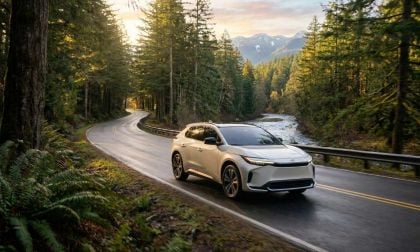Toyota bZ On An Oregon Back Country Road