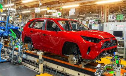 Toyota RAV4 being built in a factory in Japan