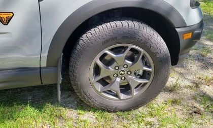 Image shows the Falken WildPeak A/T3W tire on a Ford Bronco Sports Badlands SUV
