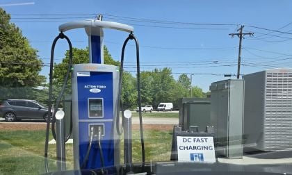 Imaged of Ford Blue Oval EV chargers by John Goreham