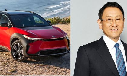 Akio Toyoda with once of its legacies: the Toyota bZ4X EV