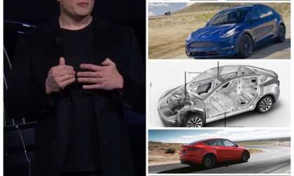 Tesla CEO Elon Musk and the new Model Y at the unveil 3/14/19