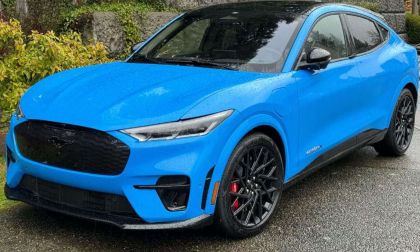 Blue Ford Mustang Mach-E electric crossover