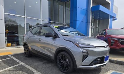 A 2027 Chevrolet Bolt RS awaits a lucky buyer on a dealer lot