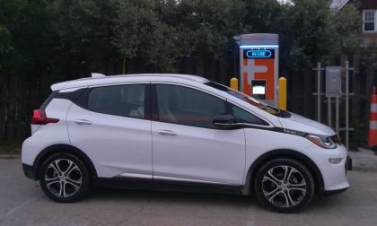 Chevy Bolt EV side view at charger