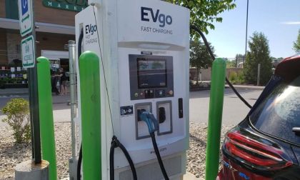 Image of Chevy Bolt charging at an EVGo station by John Goreham