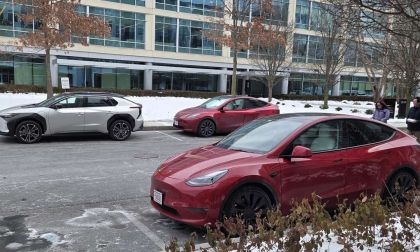 A collection of EVs brave cold winter driving