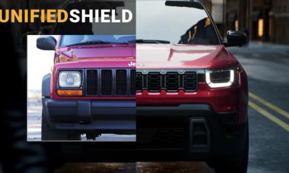 Comparison of the Old and new 2026 Jeep Cherokee's front headlights and grille