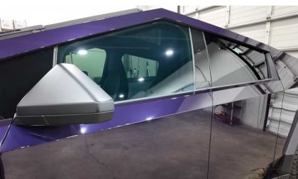 Up Close View of Gloss Purple Cybertruck Wrap Dazzles and Gives New Meaning to the Color Purple