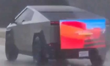 Strange Video Shows Cybertruck Driving On The Freeway With a TV On Back, Playing Some Kind Of Video: What Is It?