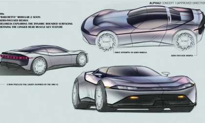 Image showing a design sketch for DeLorean's fictional Alpha2 roadster.