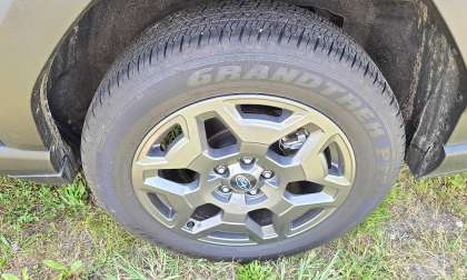 Dunlop Grandtrek PT20 A/S Tires are shown on a 2026 Subaru Outback Premium