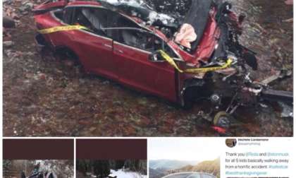 T-Lazy Ranch CO Model X crash on Twitter and Model X Courtesy Tesla