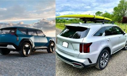 Kia EV9 next to Kia Sorento PHEV