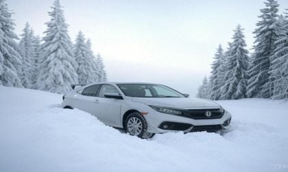 Honda Civic stuck in the ice