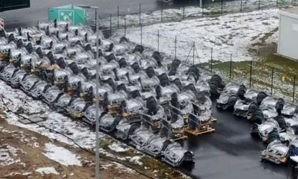 Hundreds of Front Giga Castings Outside Giga Berlin - Model Y Production In Full Force