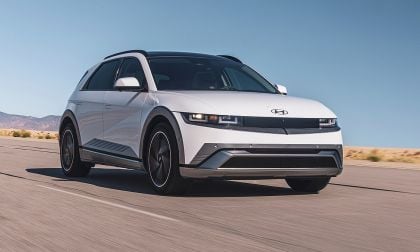 Hyundai Ioniq 5 front view driving on open road