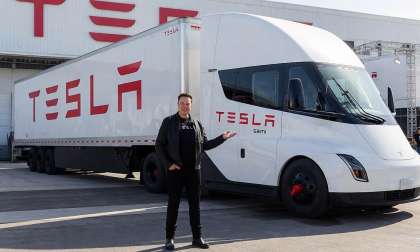 Rendering of Elon Musk in front of a Tesla Semi