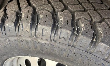 A discount tire with a bad outcome is shown on a Ford Bronco Sport