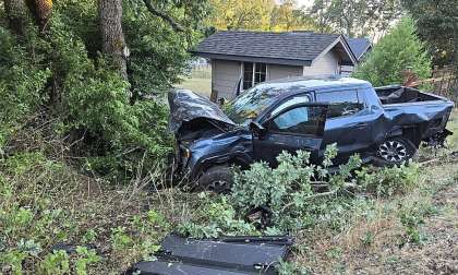 John Wedge shared this image of this 2026 GMC Sierra EV truck after it was broadsided and they were all ok.