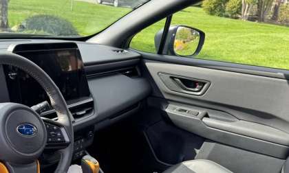 A 2026 Subaru Outback is shown with lined door storage areas