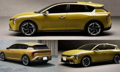 Kia K4 wagon in metallic yellow